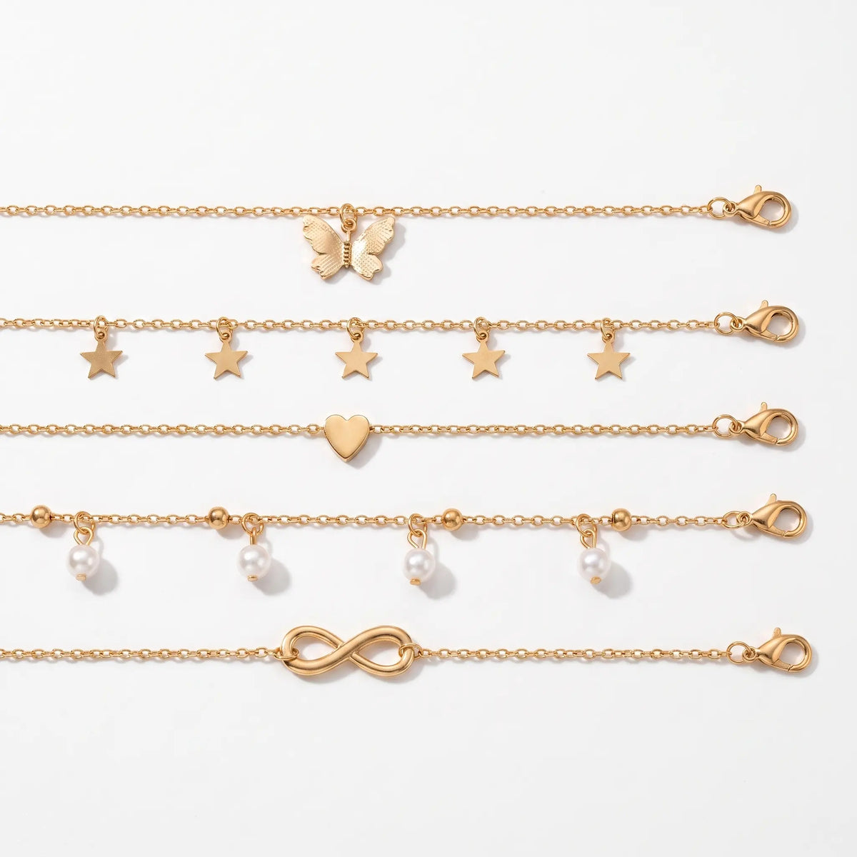 Anklet set shown as all five pieces