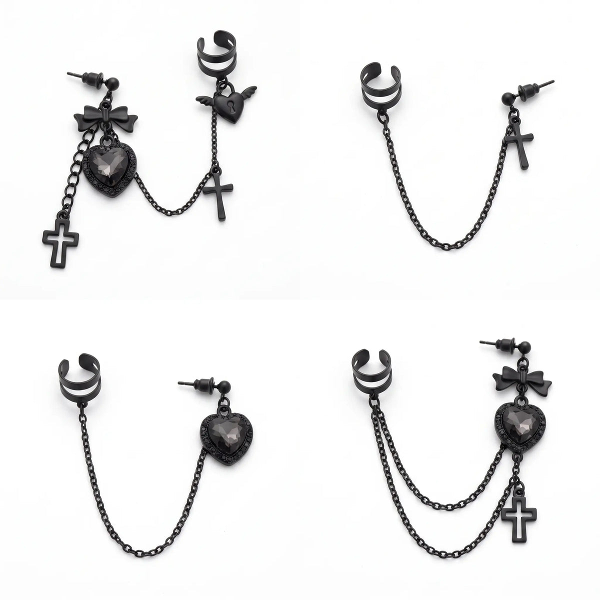 Gothic ear cuff shown in four styles