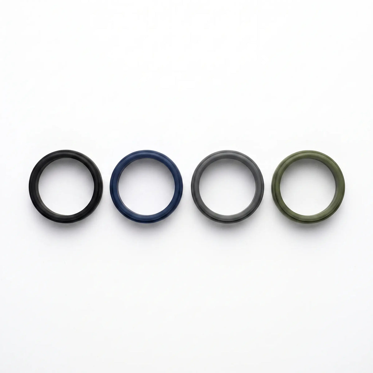 Silicone bands shown in four colors