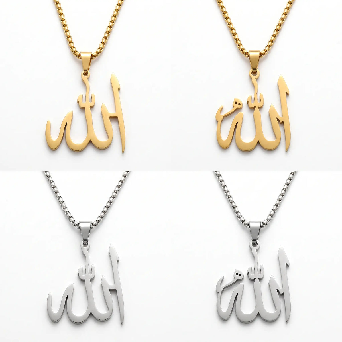 Allah pendant shown in four variants