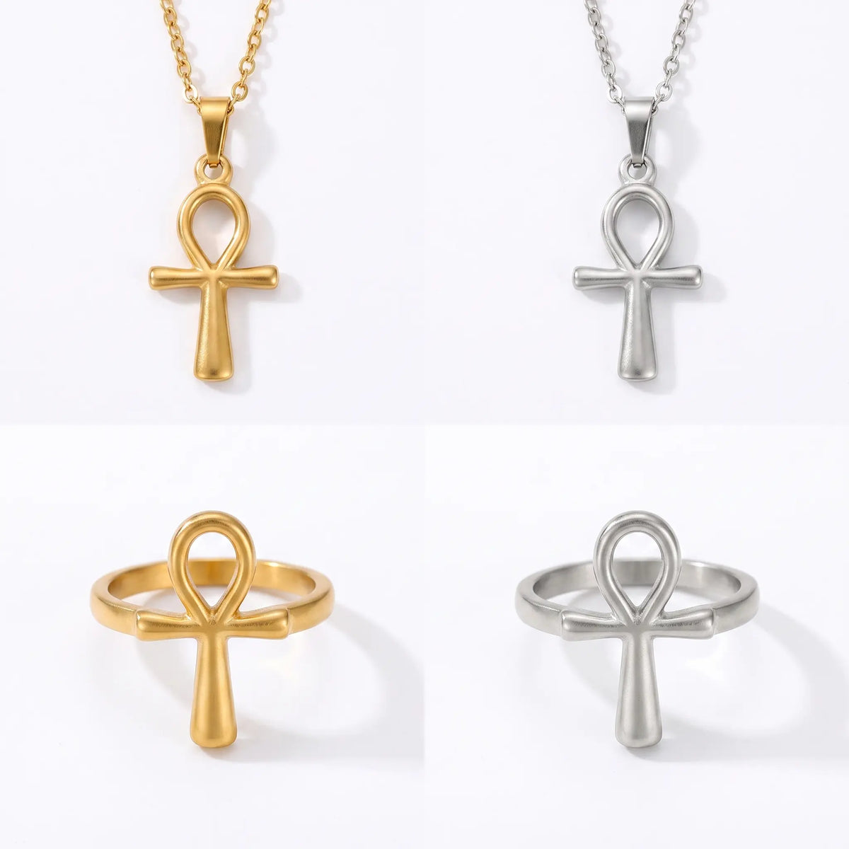 Ankh pendants and rings shown in available styles