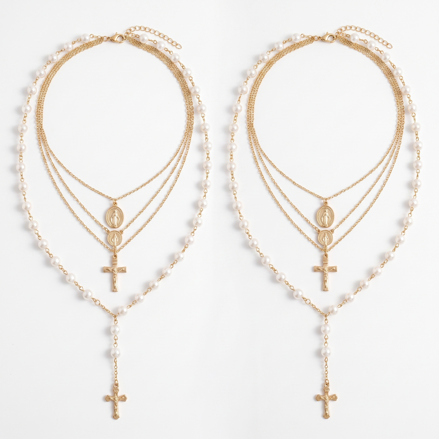 Layered necklace shown laid flat