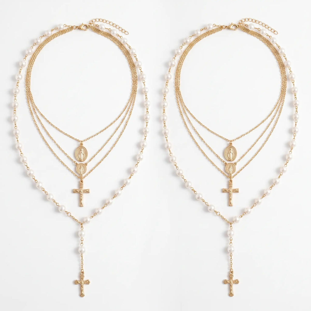 Layered necklace shown laid flat