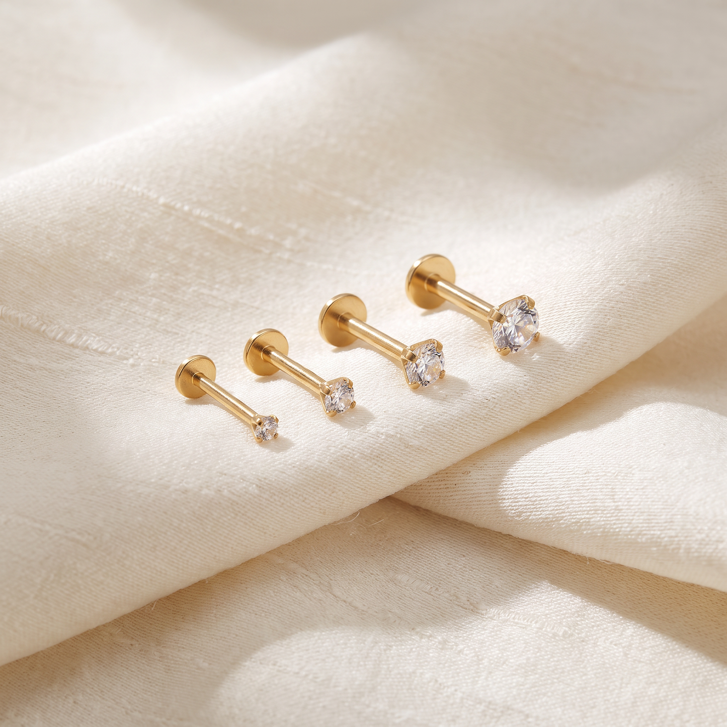 Flat-back CZ stud earrings product shot