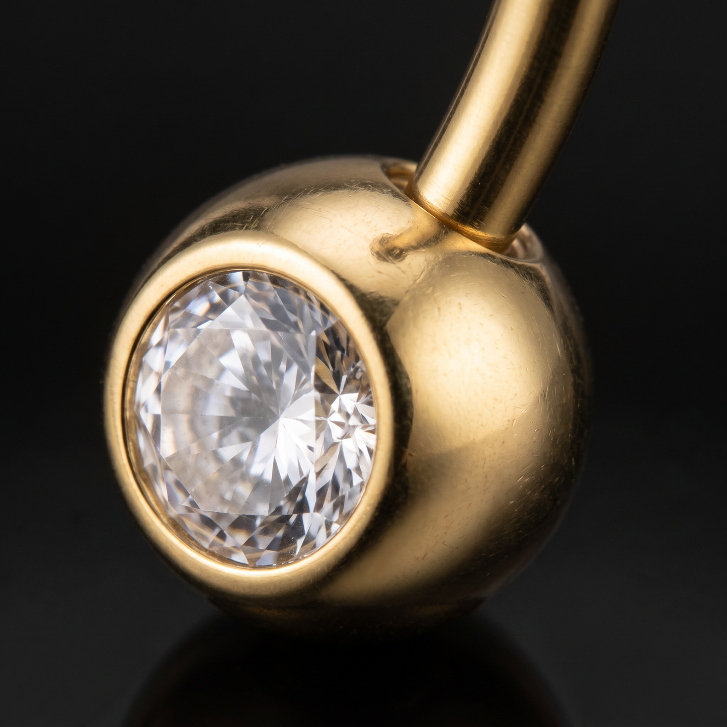 Close-up of the stone-set bottom ball