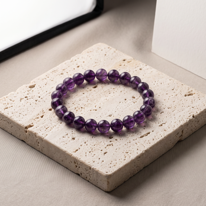 Amethyst bead bracelet product shot