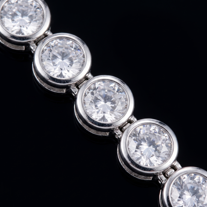 Close-up of bezel-set CZ stones