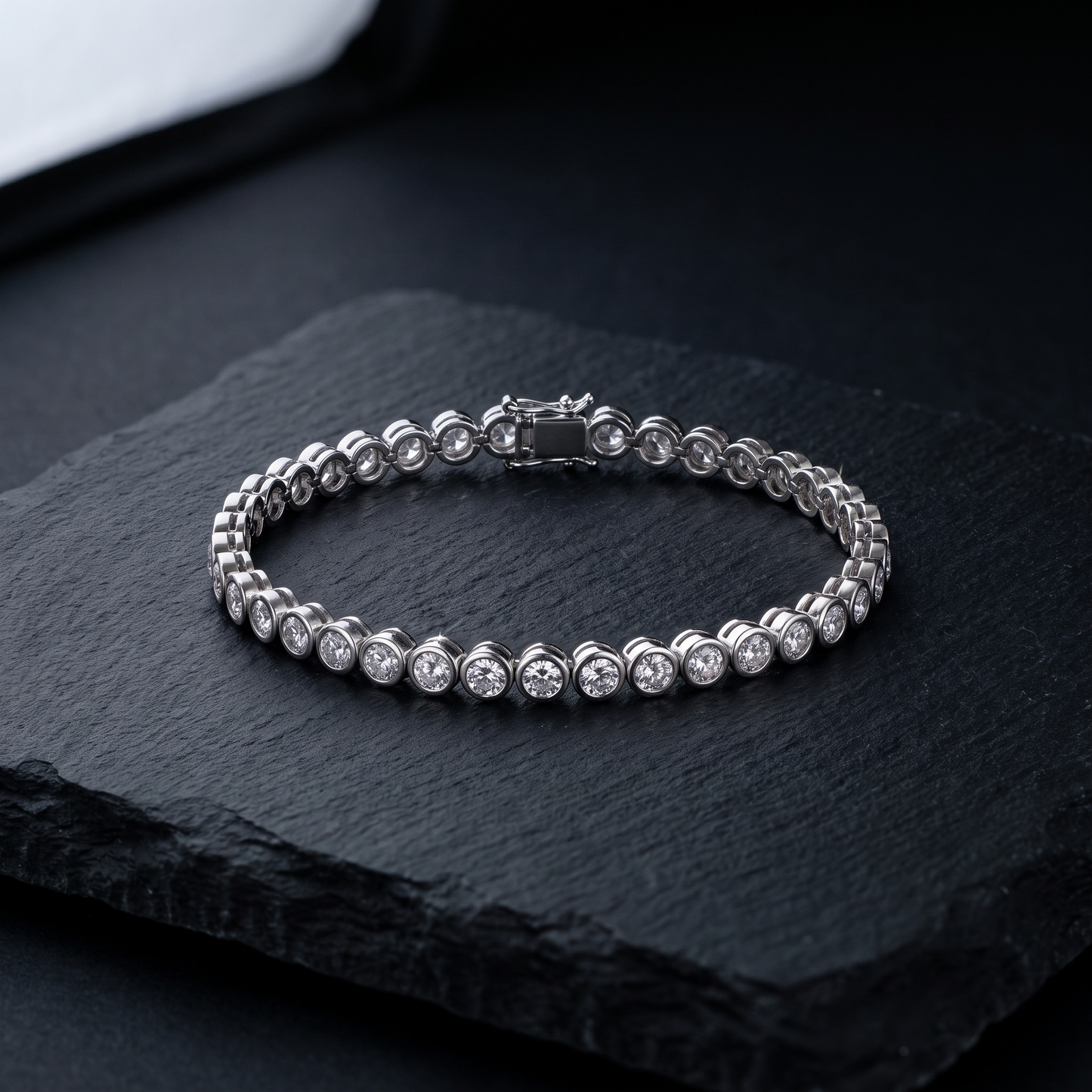 Bezel CZ tennis bracelet product shot