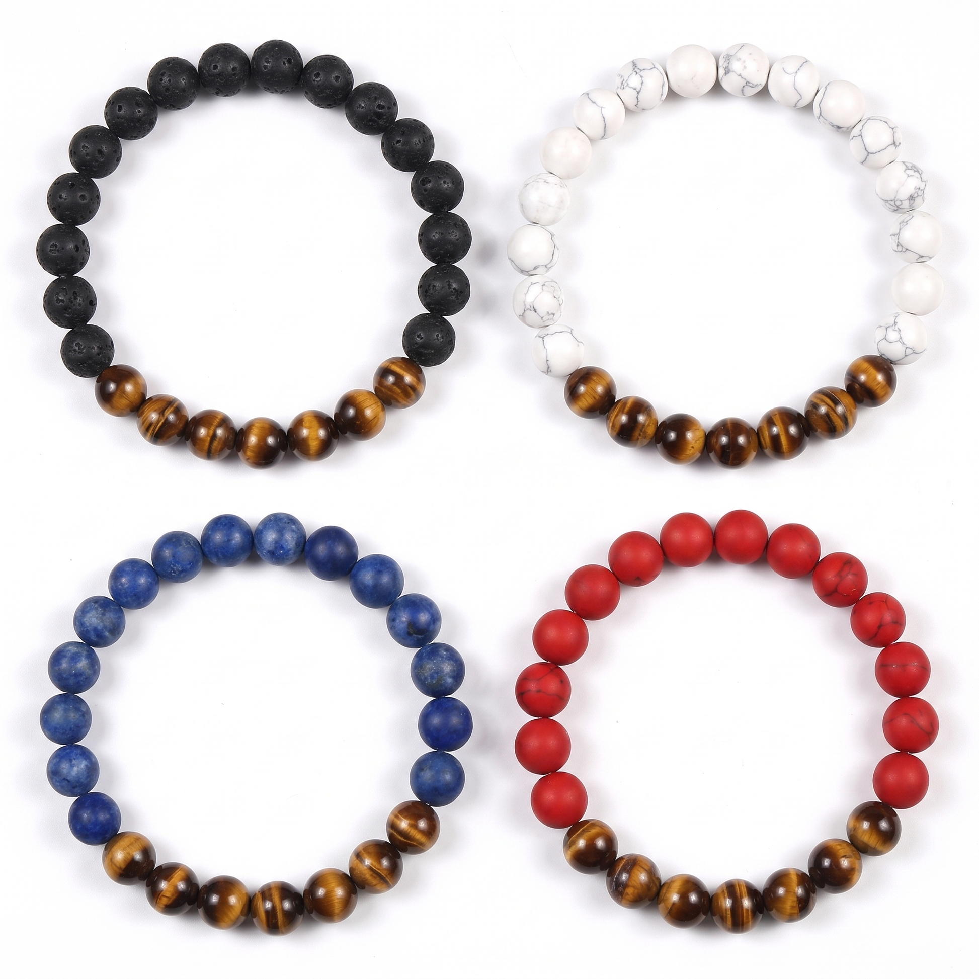Bead bracelets in four colorways