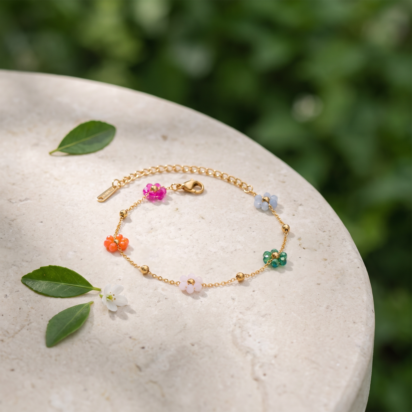 Enamel flower bracelet product shot