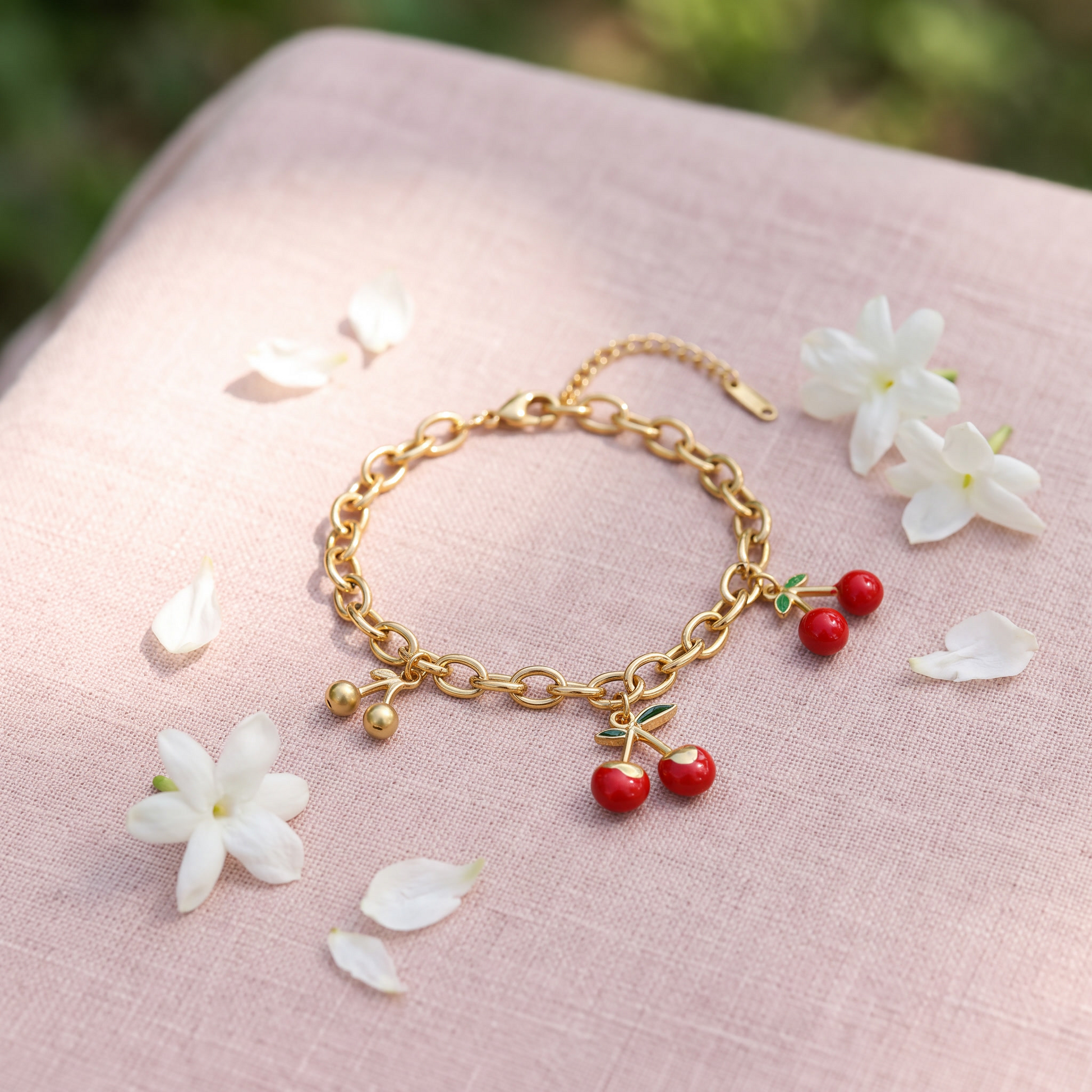 Star heart cherry tassel bracelet product shot