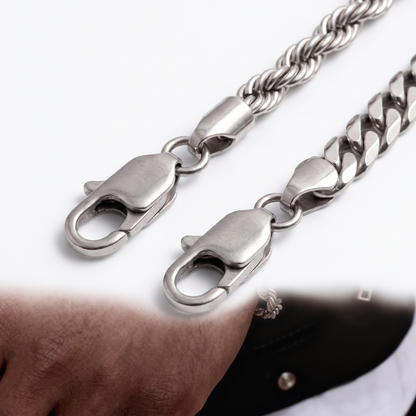 Close-up of clasp and chain links