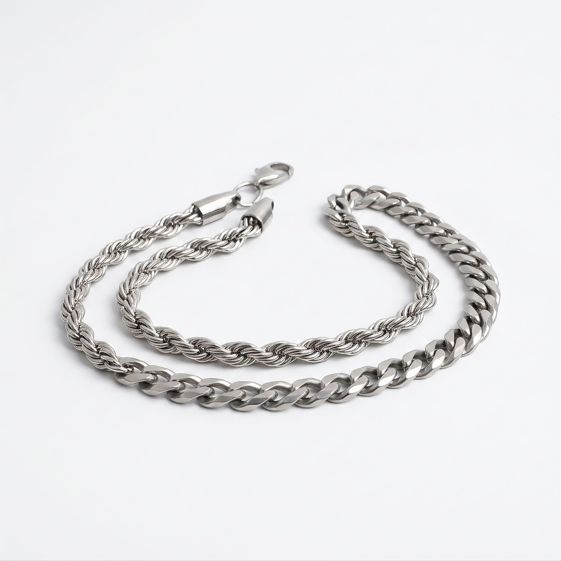 Rope and curb bracelet set product shot