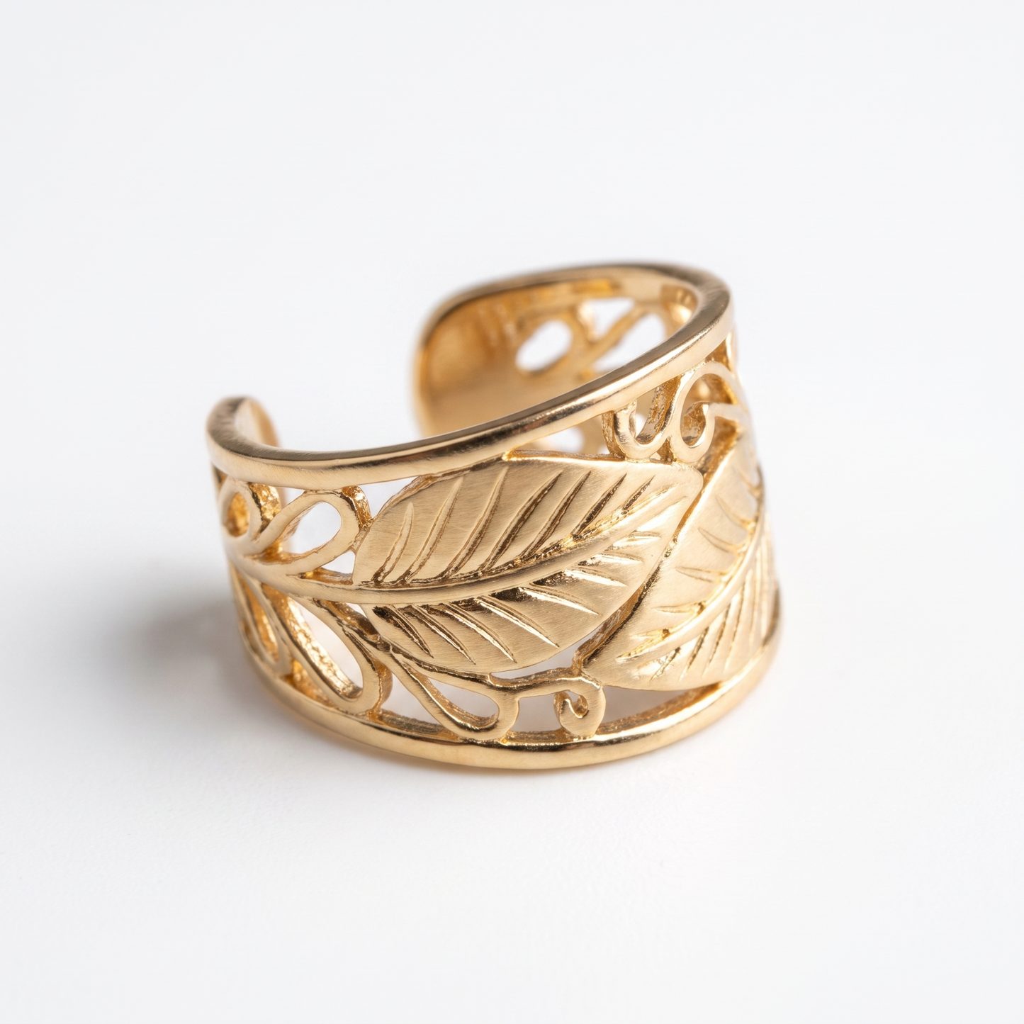 Close-up of leaf ear cuff detail