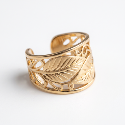Close-up of leaf ear cuff detail