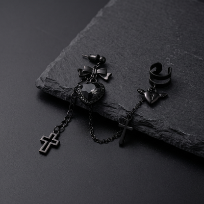 Gothic heart cross ear cuff product shot