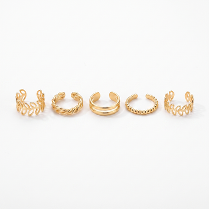 Ear cuff set shown as all five designs