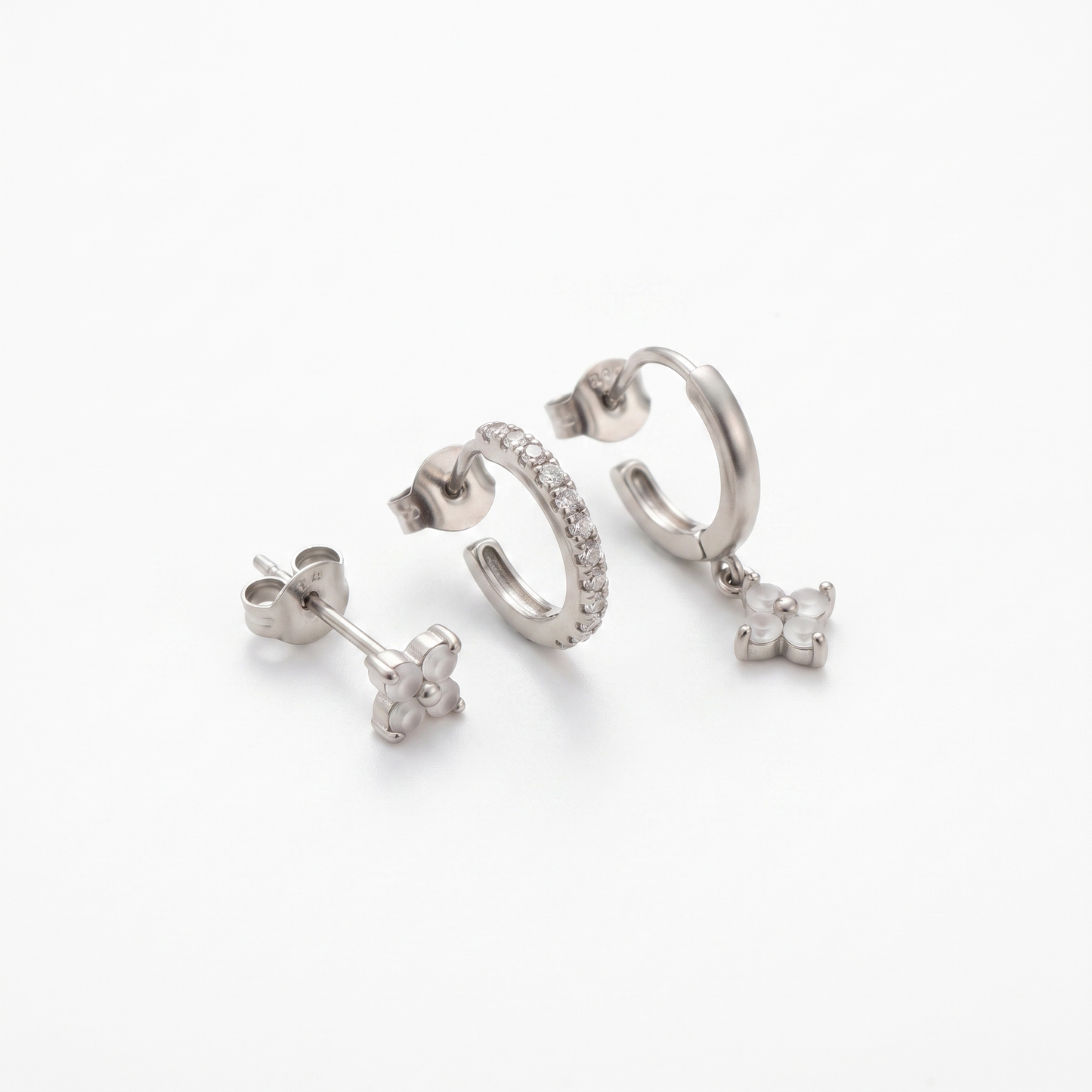 Crystal flower drop earrings product shot