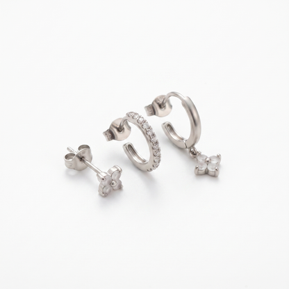 Crystal flower drop earrings product shot