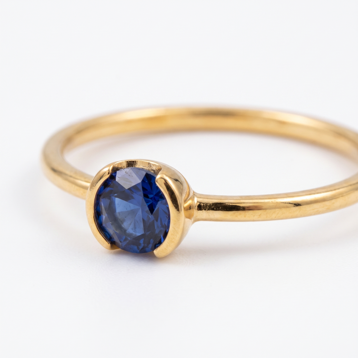 Close-up of birthstone setting