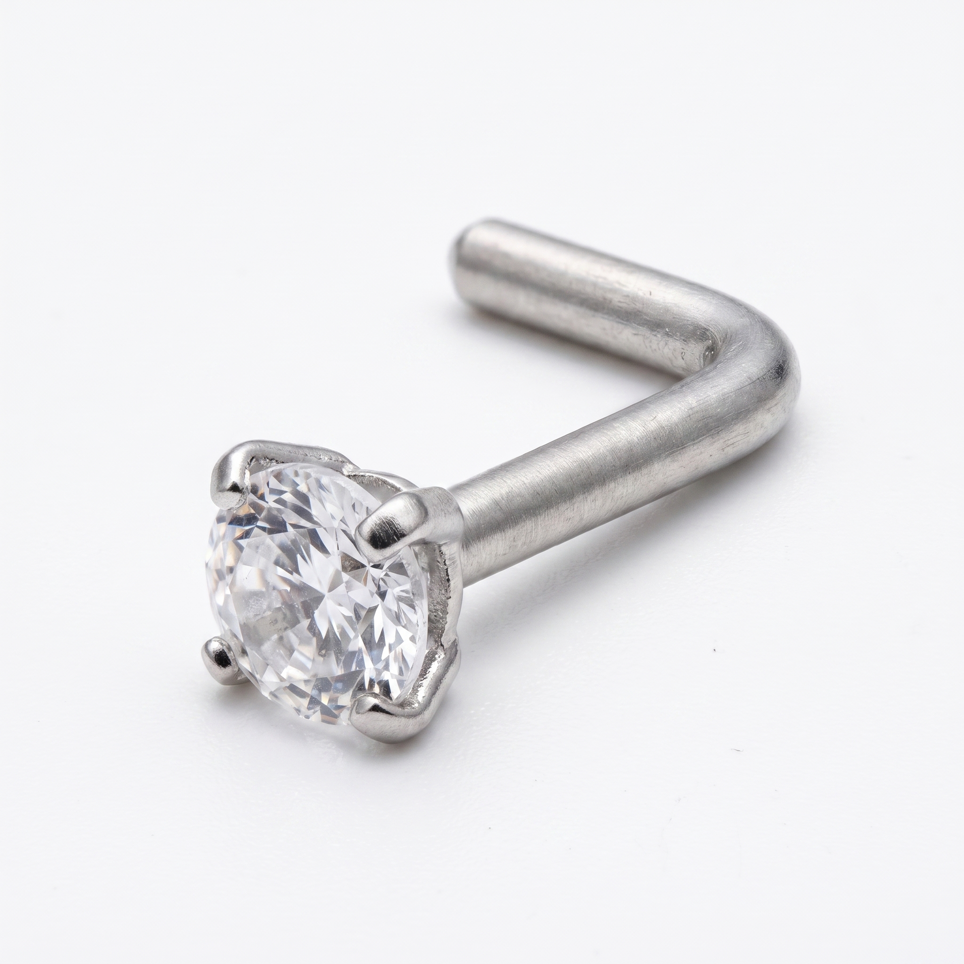 Close-up of the prong-set stone and post
