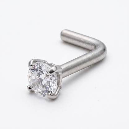 Close-up of the prong-set stone and post
