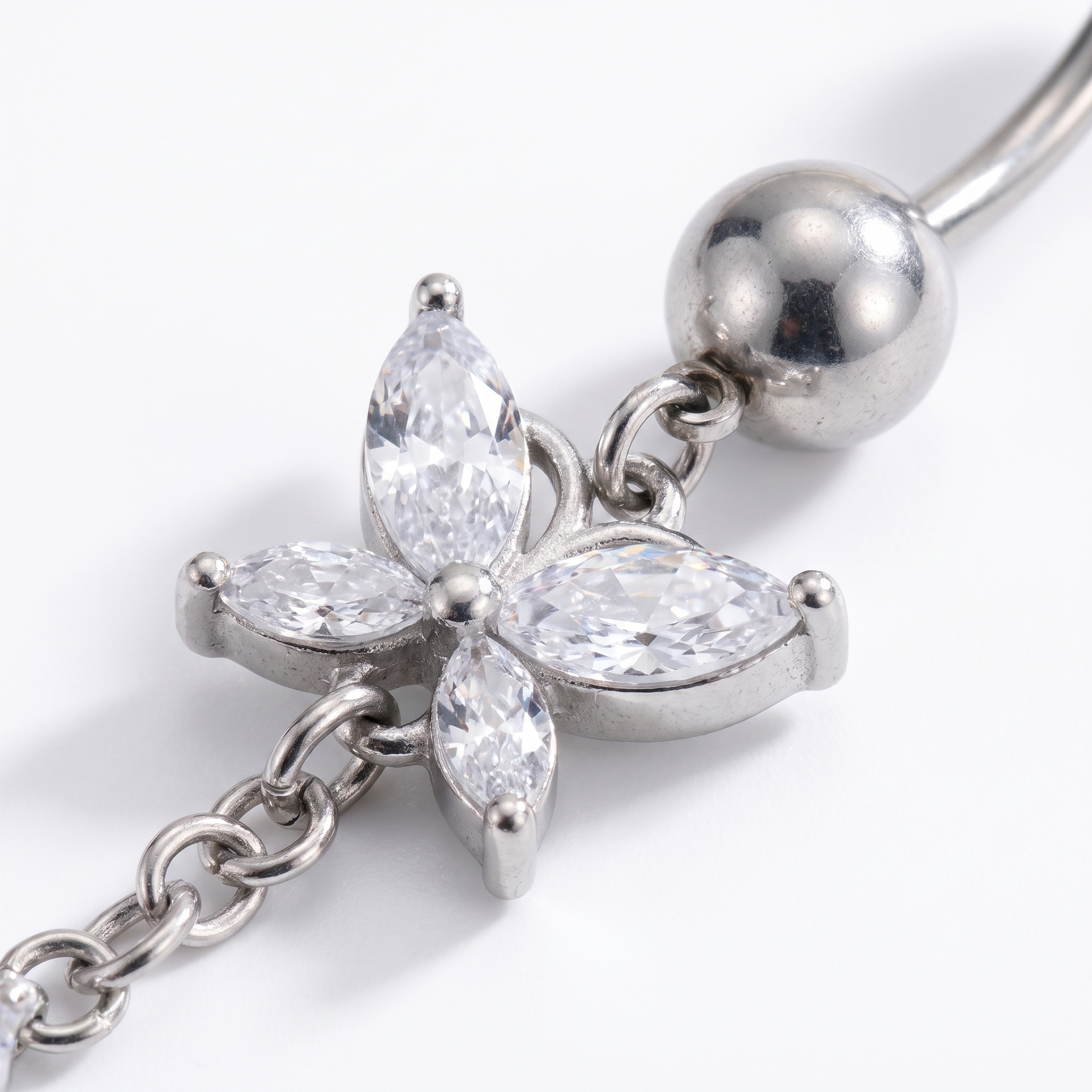 Close-up of the crystal butterfly charm