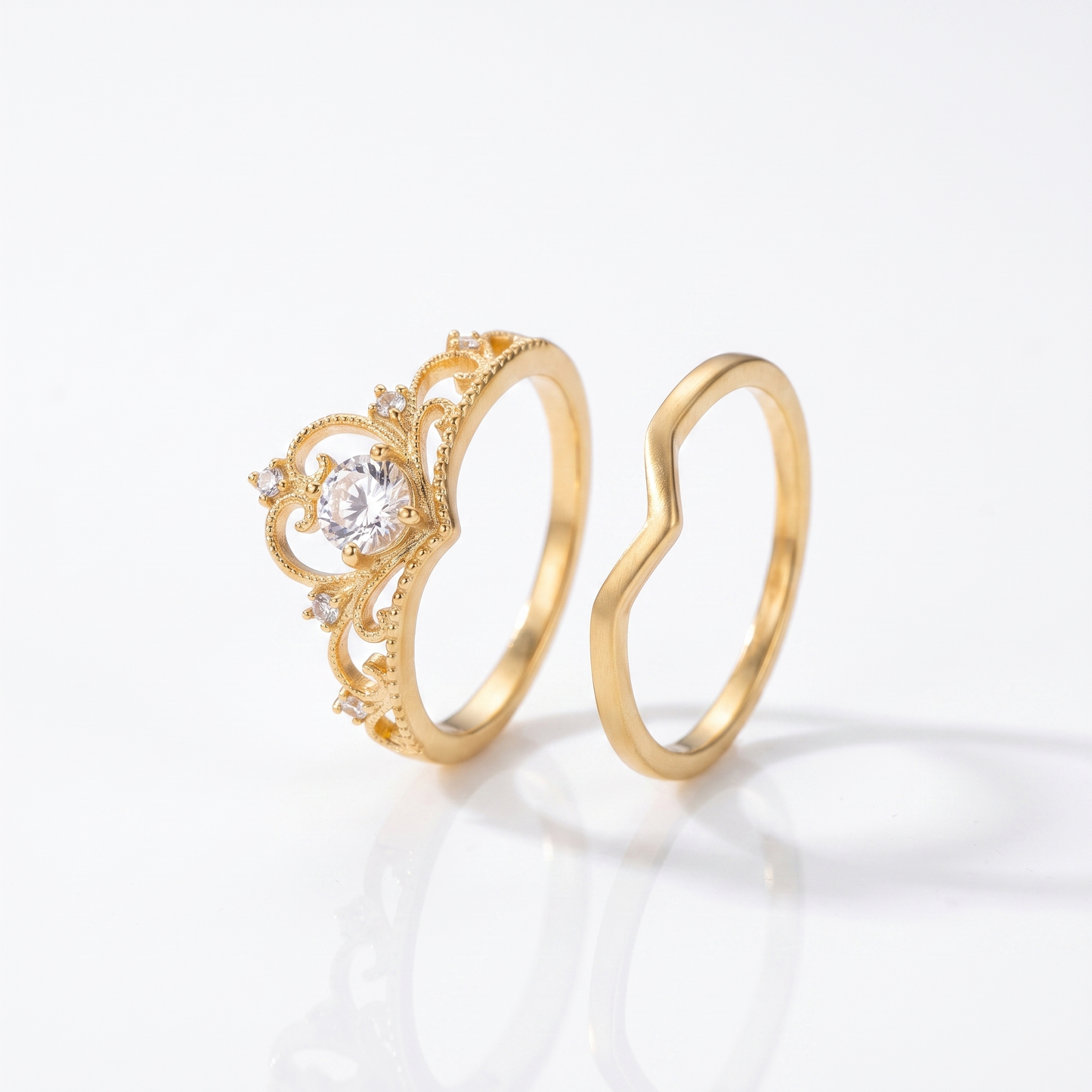Crystal crown ring set product shot
