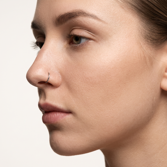 Nose hoop worn, profile view