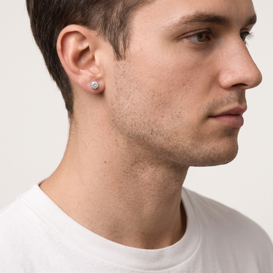 Six claw zircon stud worn, second angle
