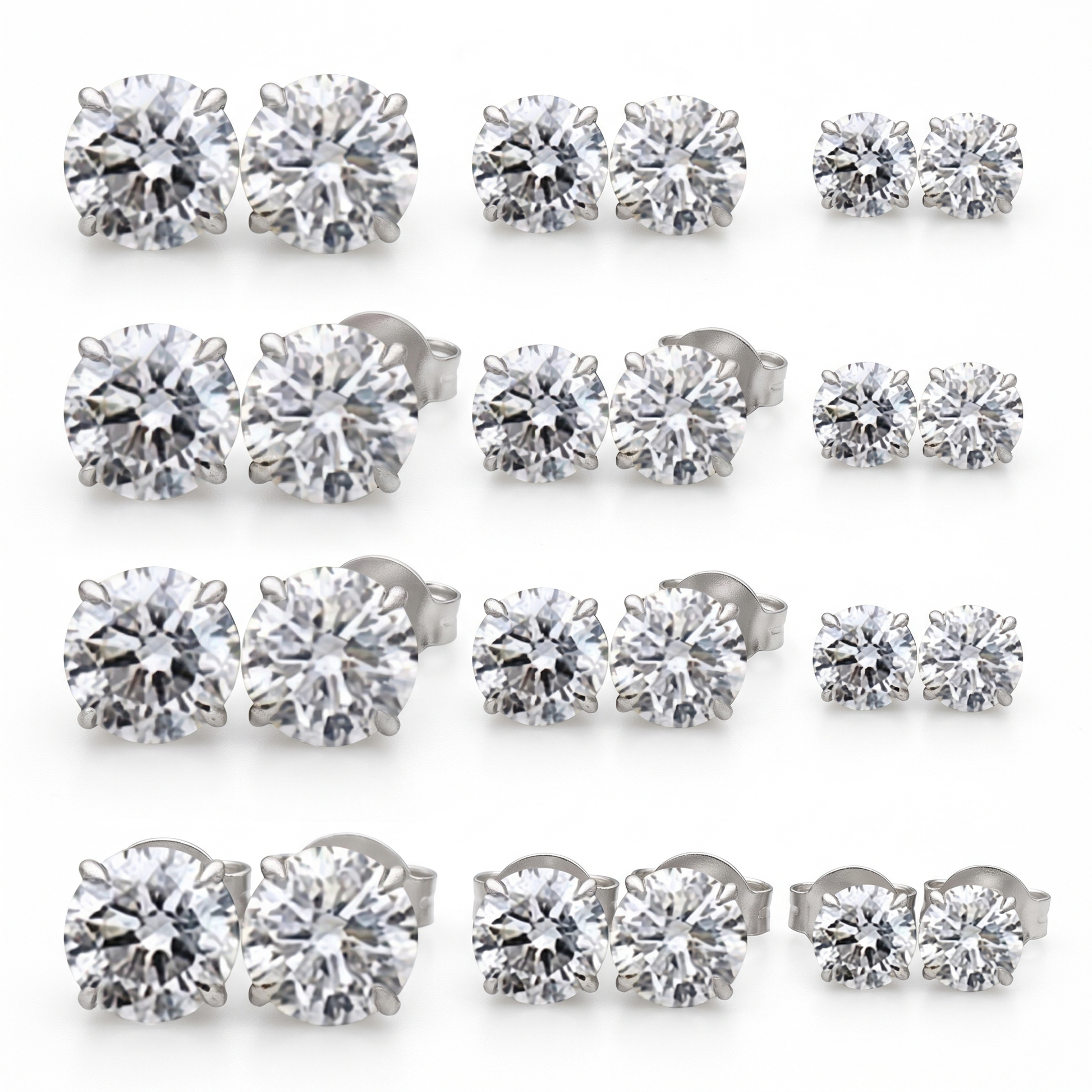 Six claw zircon stud set product shot