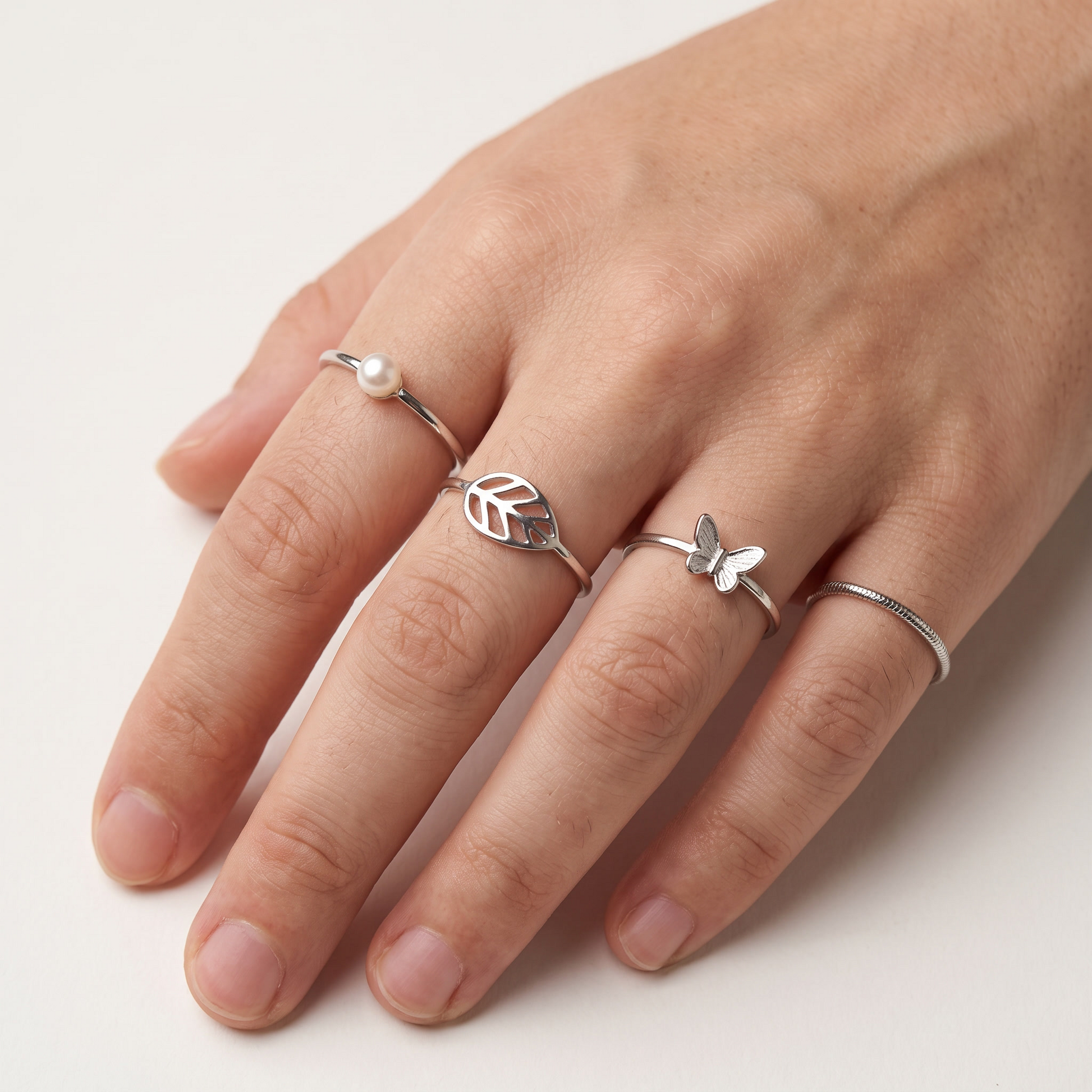 Mixed ring lot worn, front view