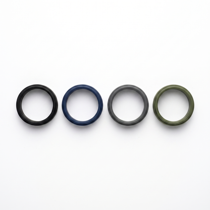 Silicone bands shown in four colors