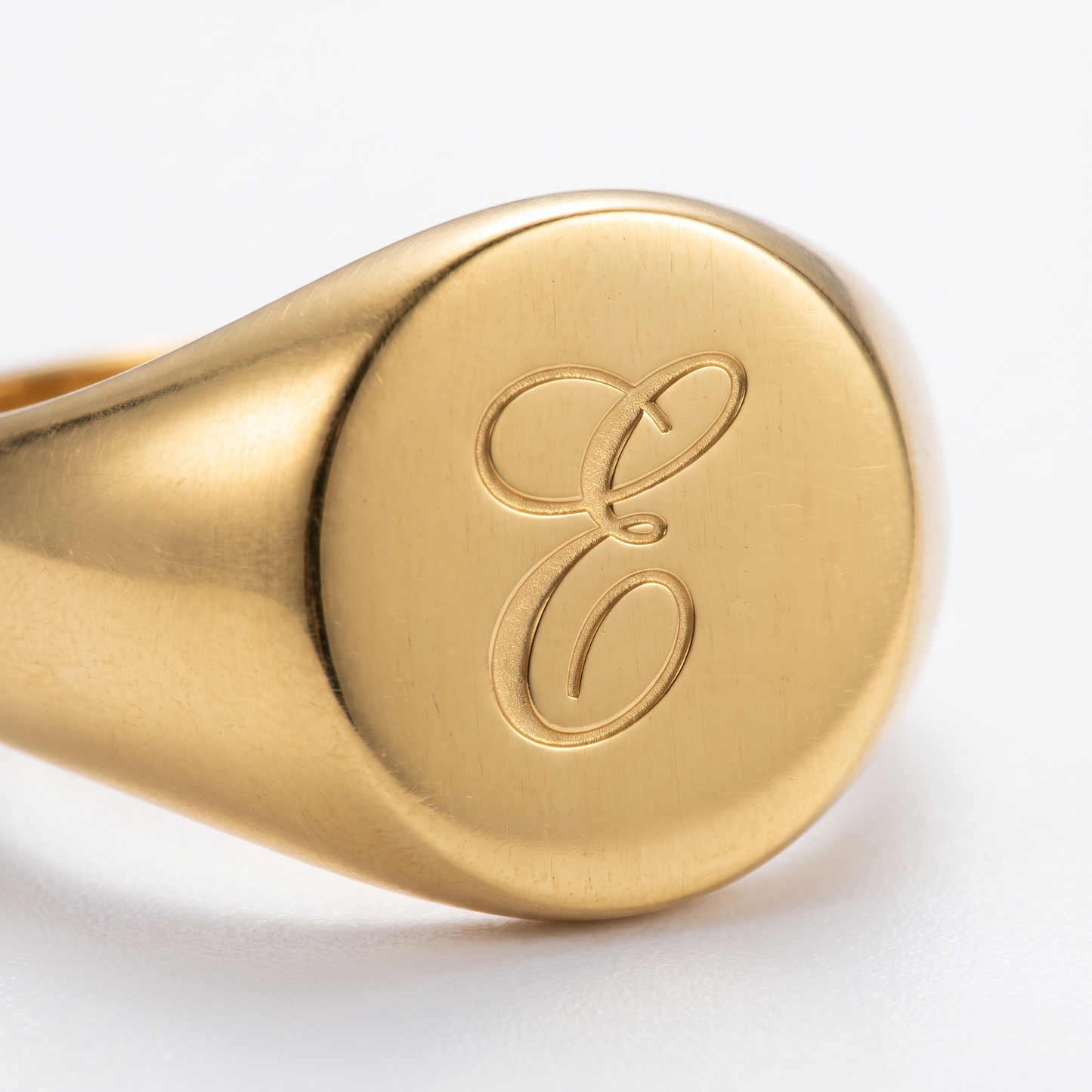 Close-up of engraved signet face