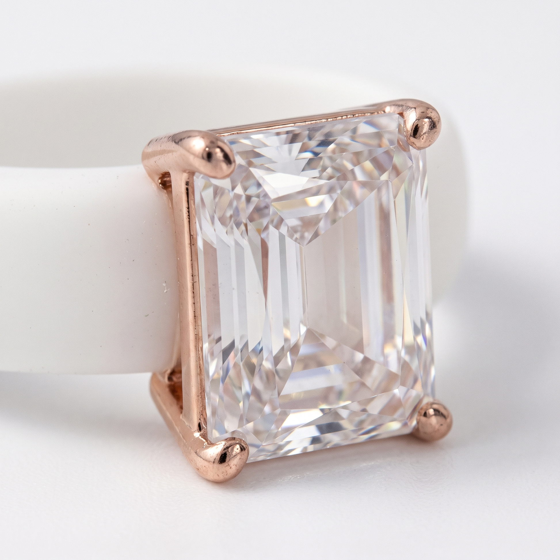 Close-up of prong-set CZ stone