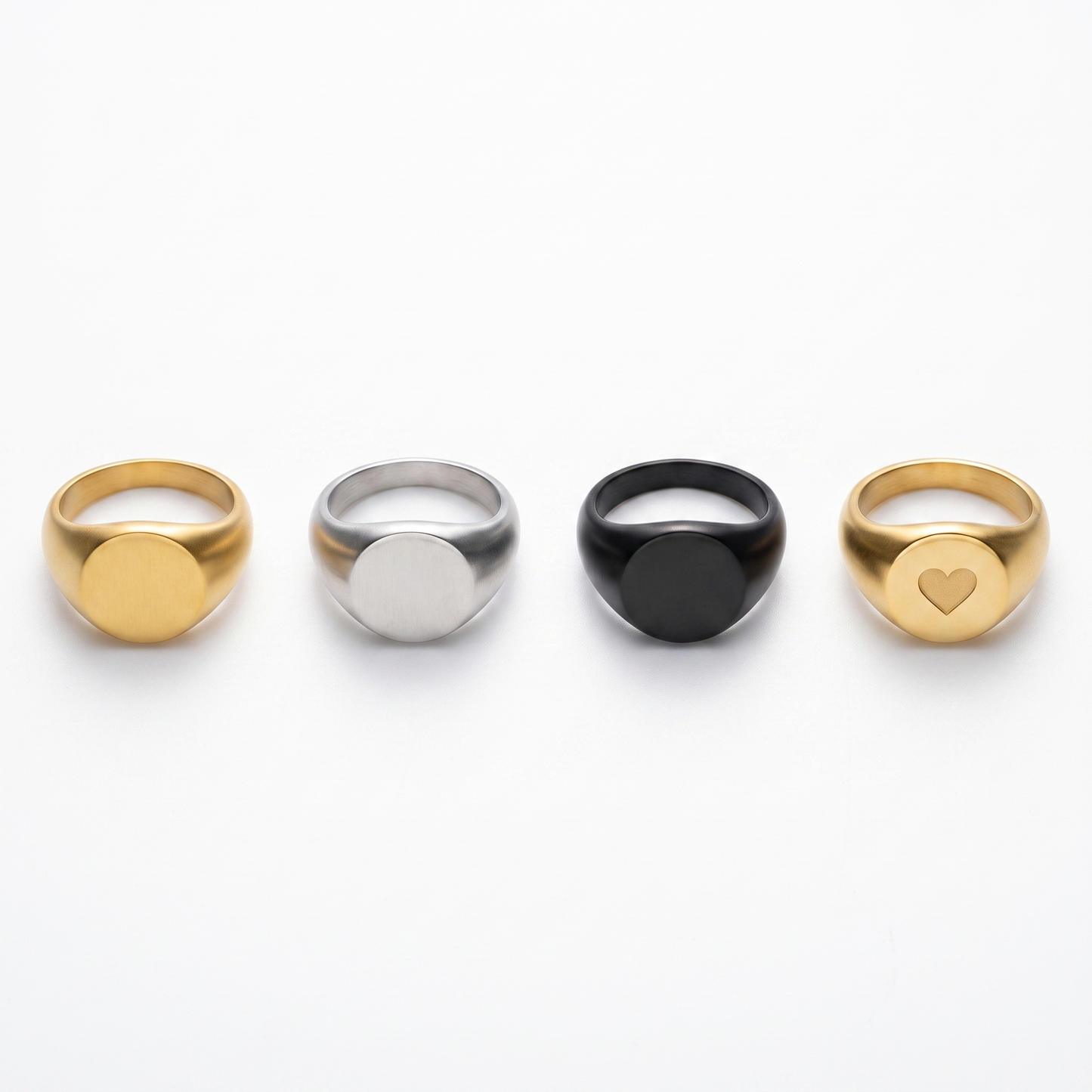 Signet ring shown in available finishes