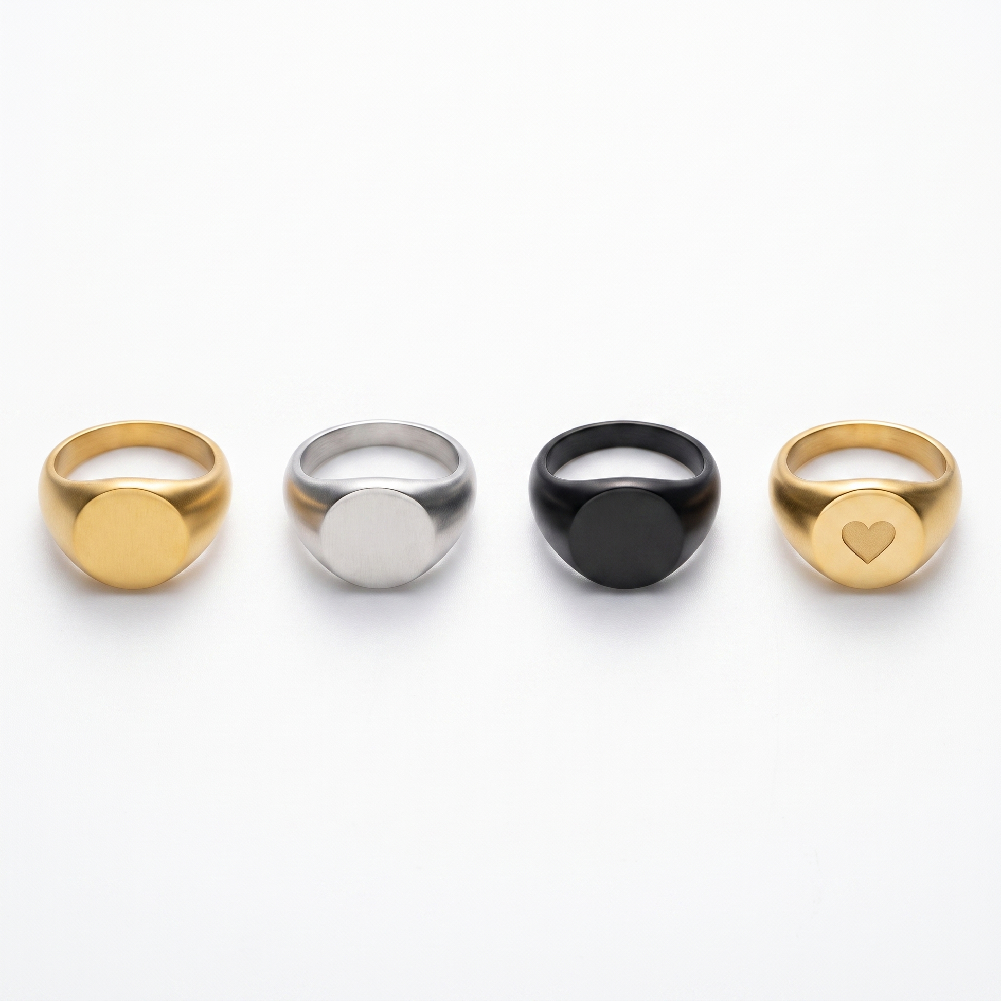 Signet ring shown in available finishes