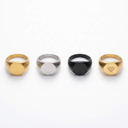 Signet ring shown in available finishes