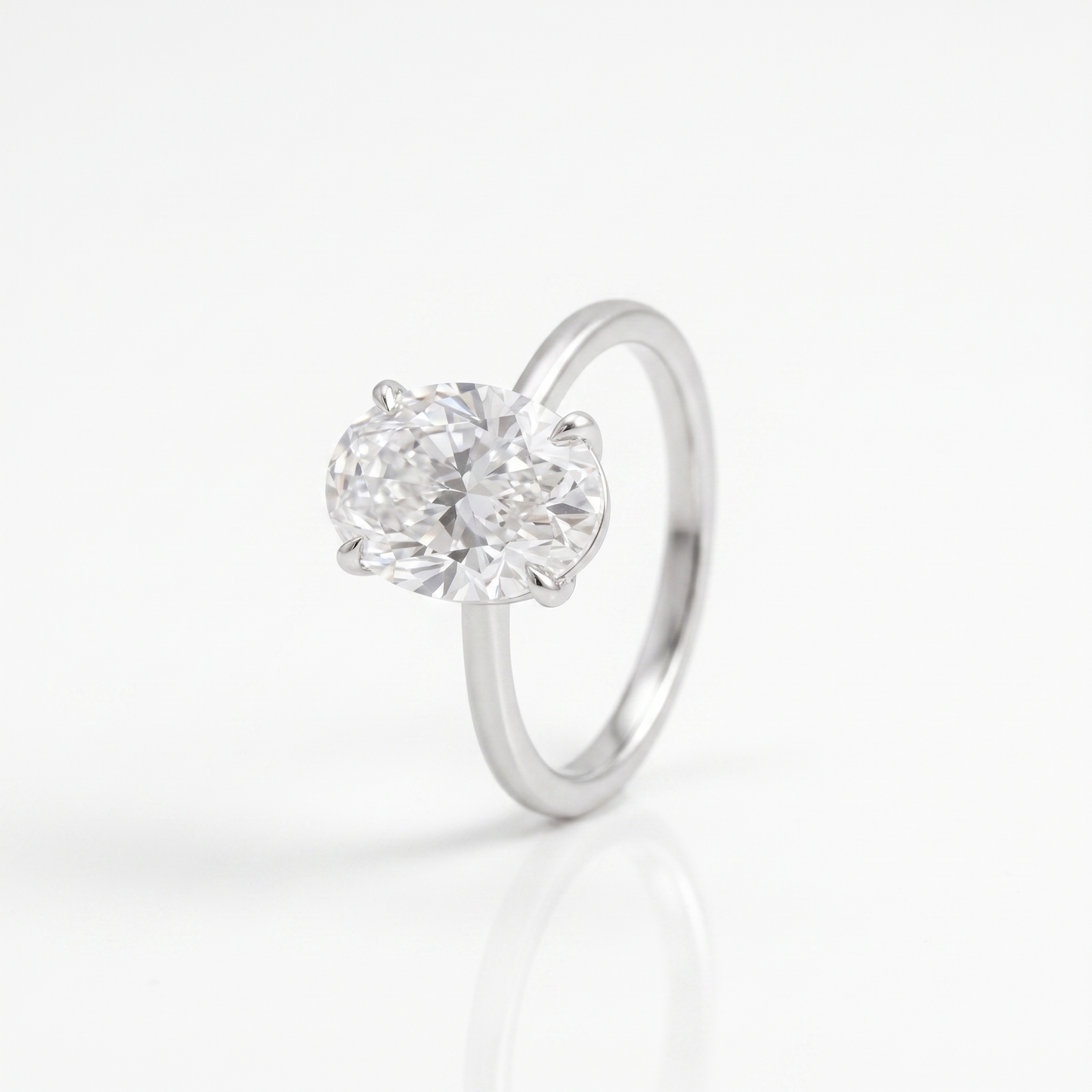 Moissanite oval solitaire ring product shot