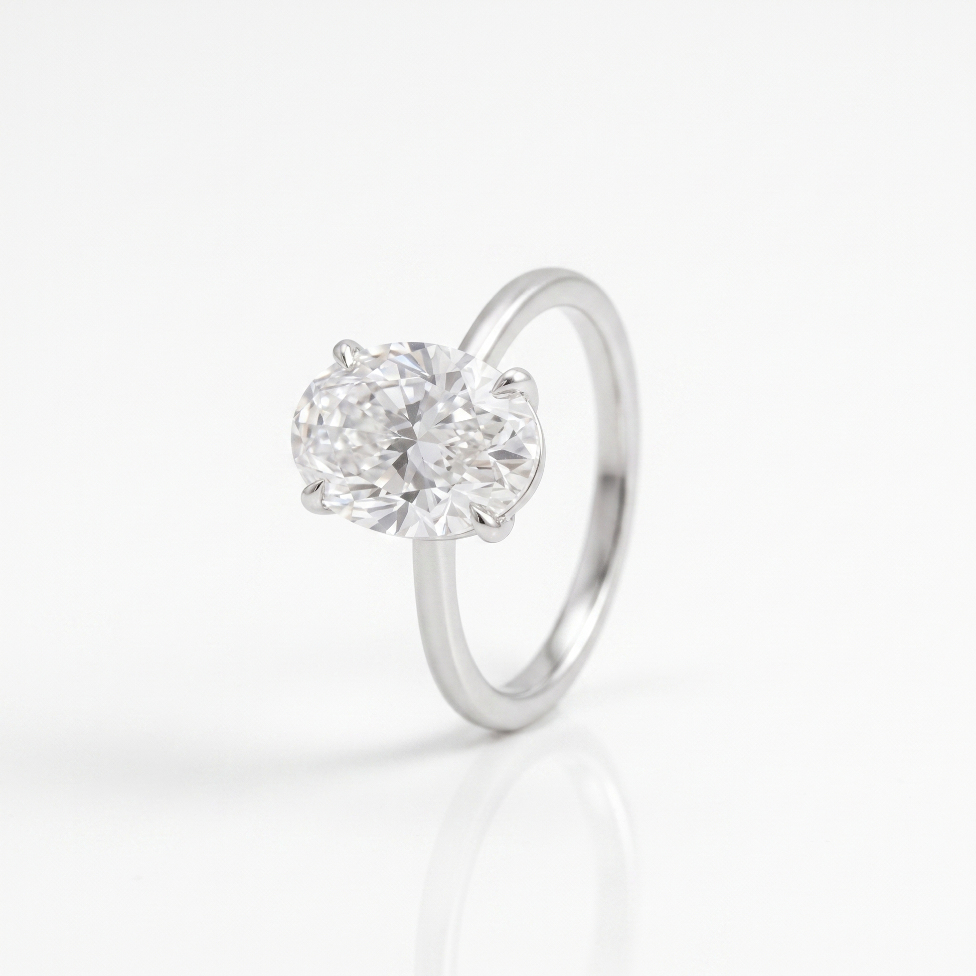 Moissanite oval solitaire ring product shot