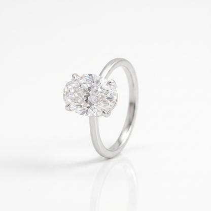 Moissanite oval solitaire ring product shot