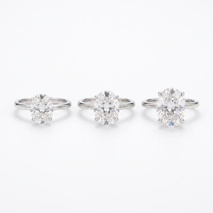 Moissanite ring shown in 1ct, 2ct, 3ct