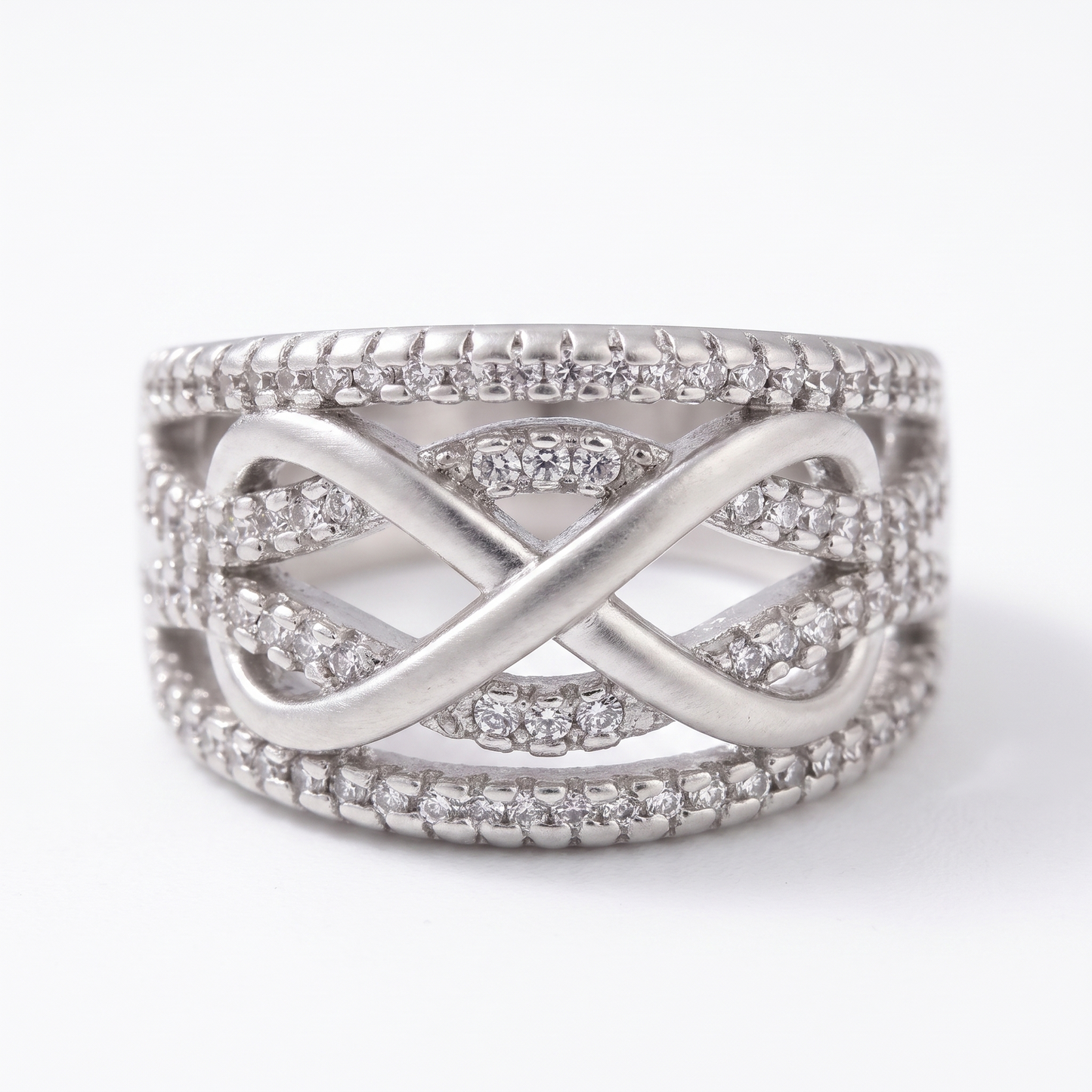 Close-up of pavé infinity loop