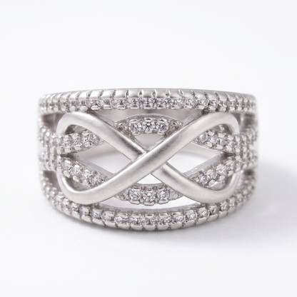Close-up of pavé infinity loop