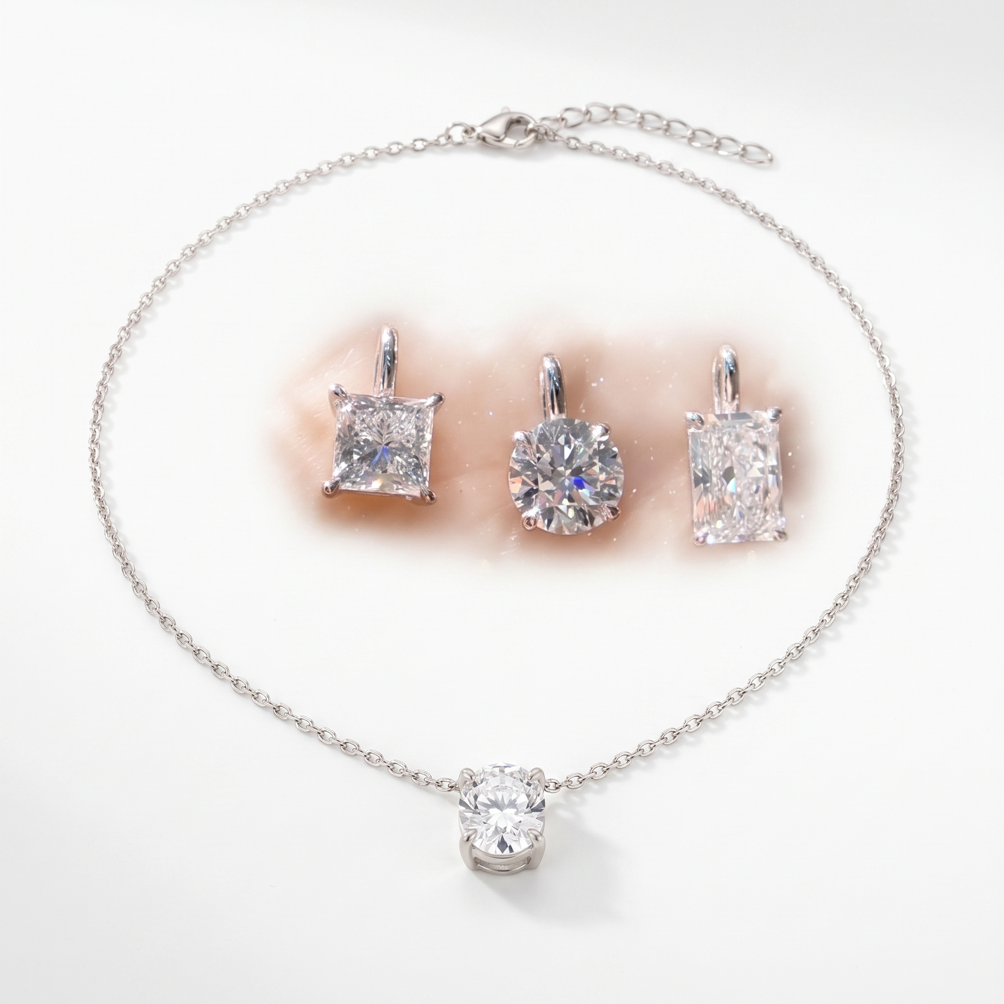 Moissanite solitaire pendant product shot