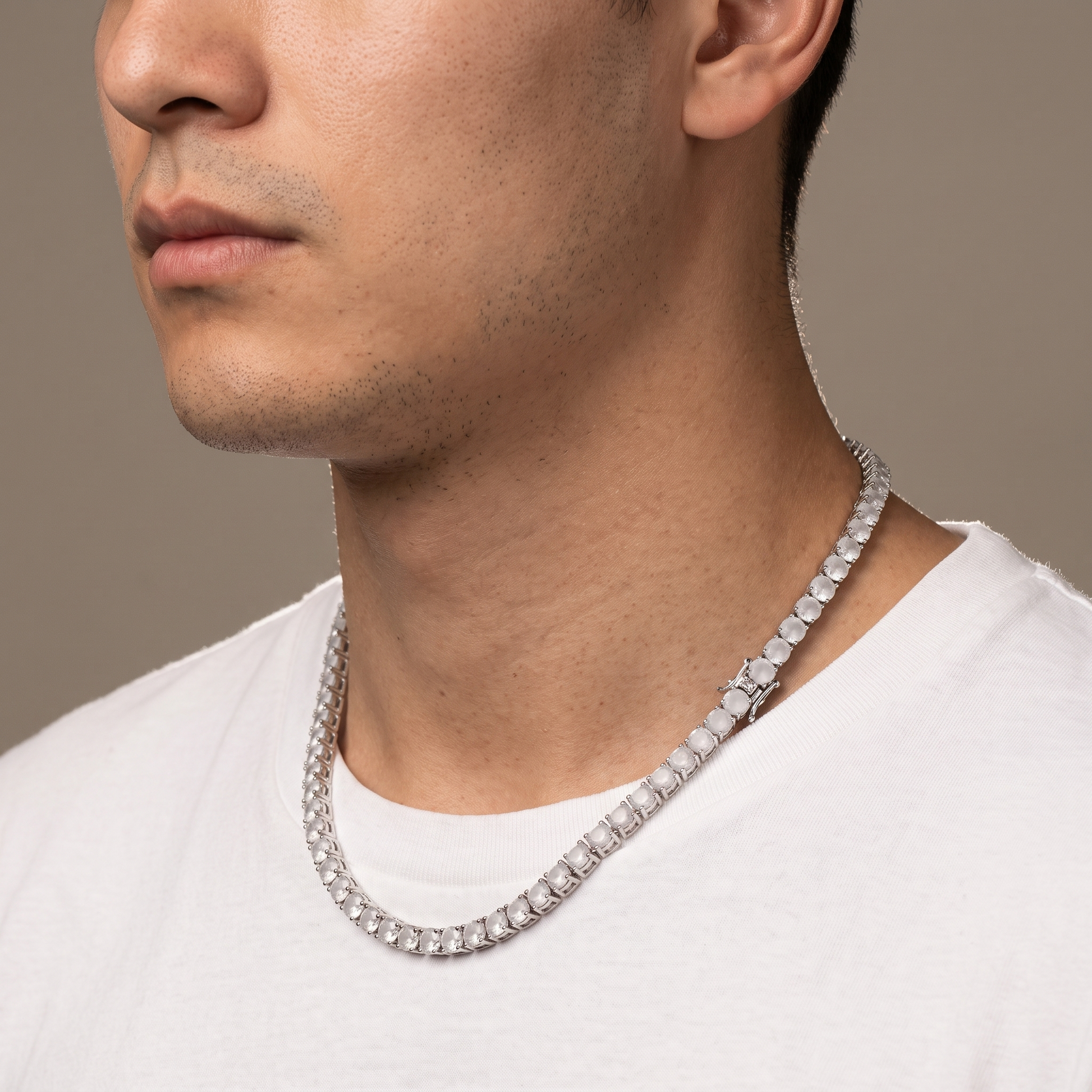 CZ tennis chain worn, second angle
