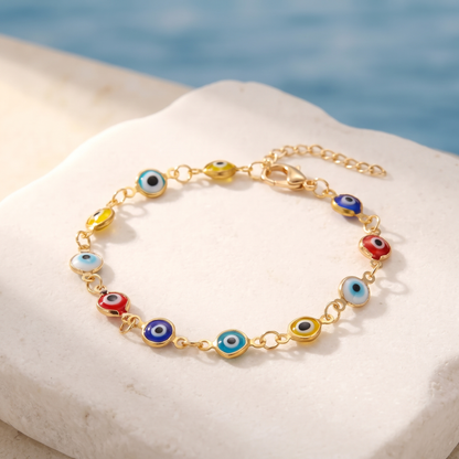 Evil eye charm bracelet product shot