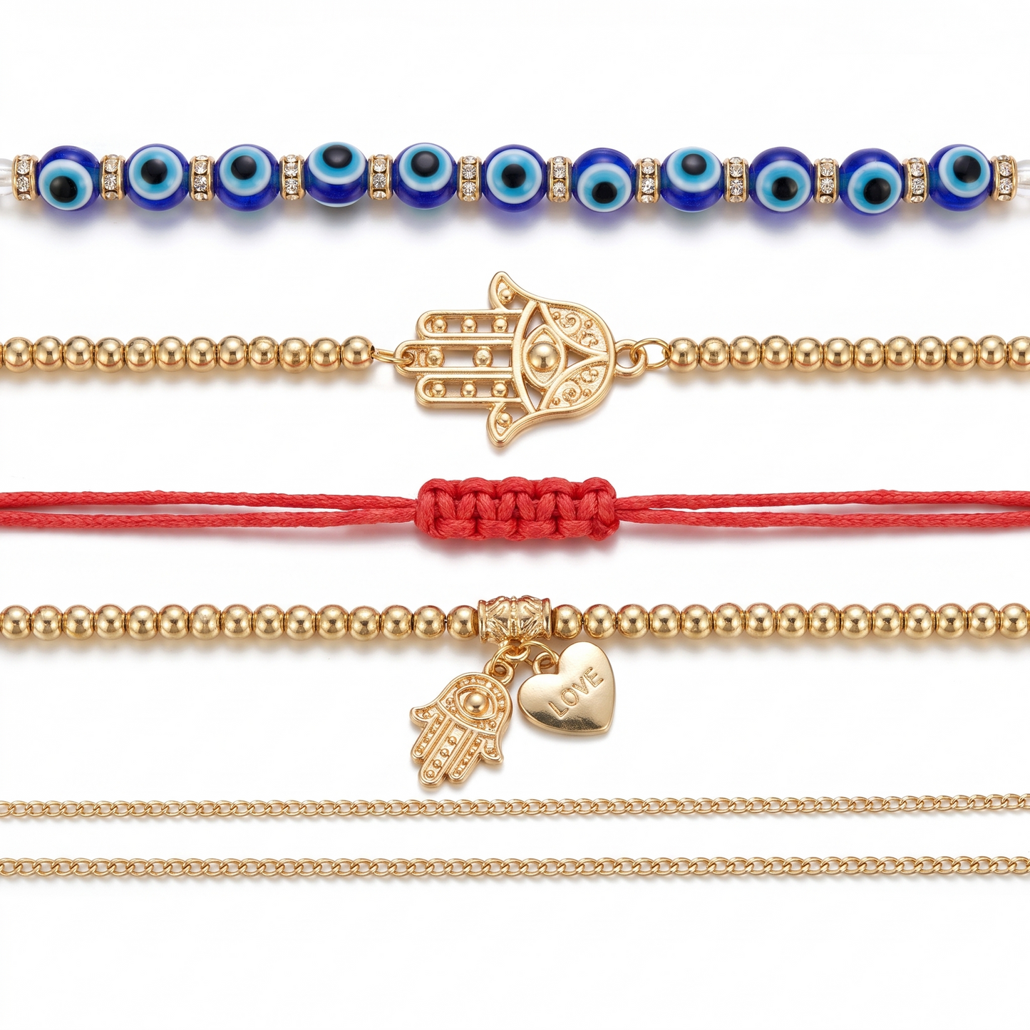Bracelet set shown as all six pieces