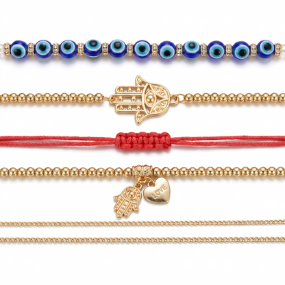 Bracelet set shown as all six pieces