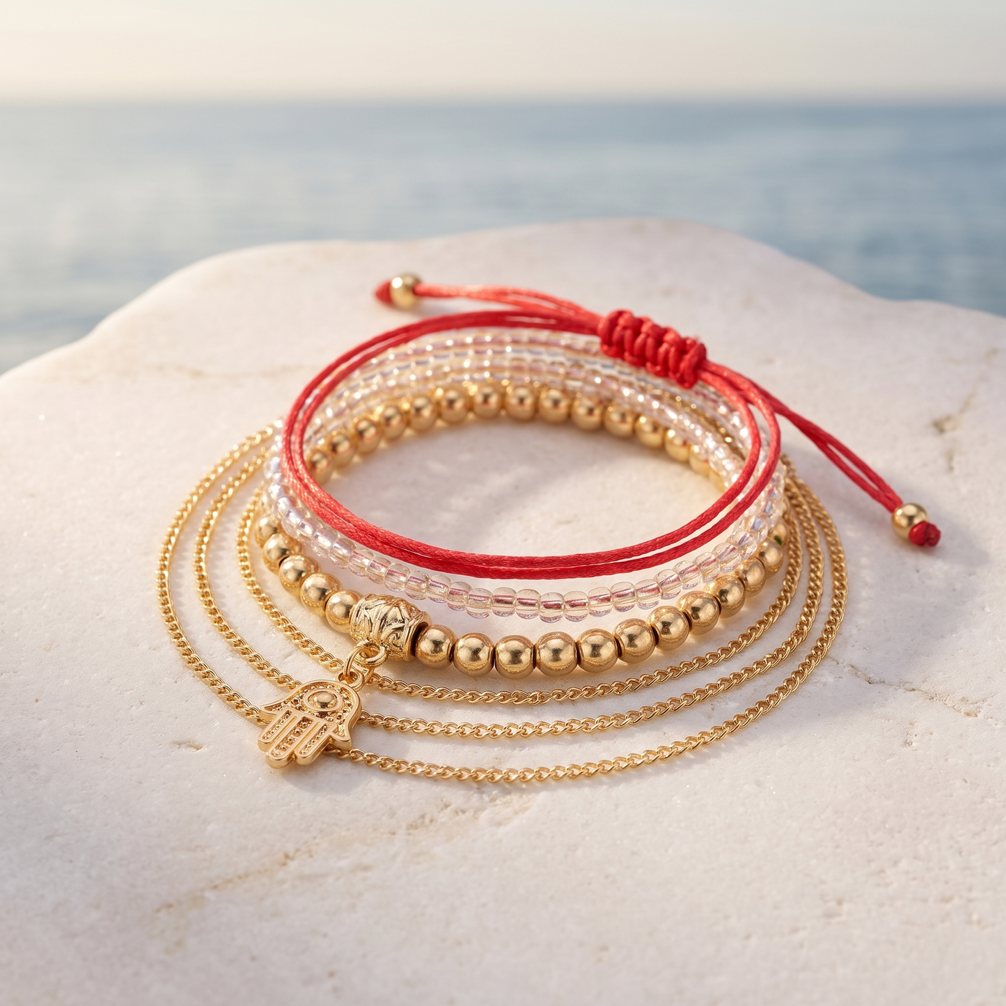 Boho evil eye bracelet set product shot